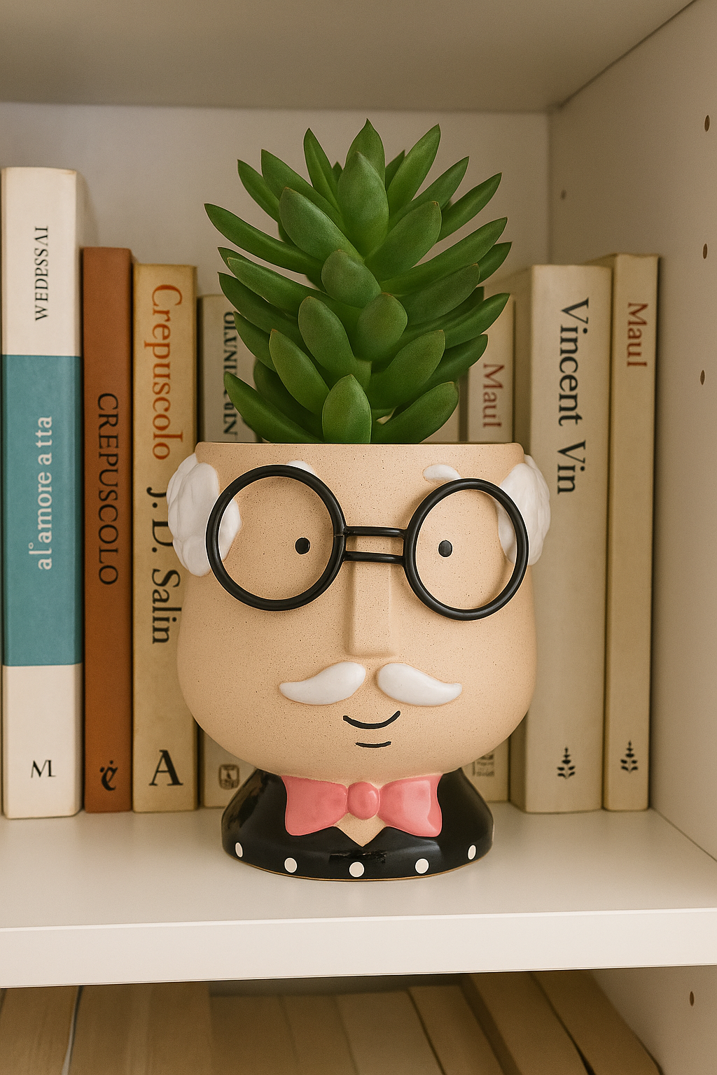 Vaso decorativo in ceramica a forma di nonnino con occhiali – Originale e divertente