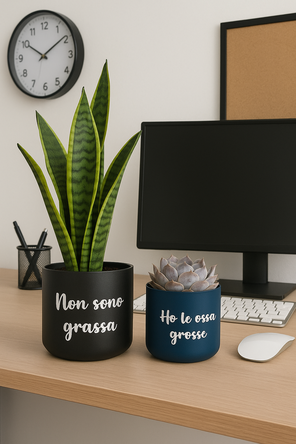 Coppia di vasi in ceramica con scritta ironica – Personalizzabili e vendibili anche singolarmente