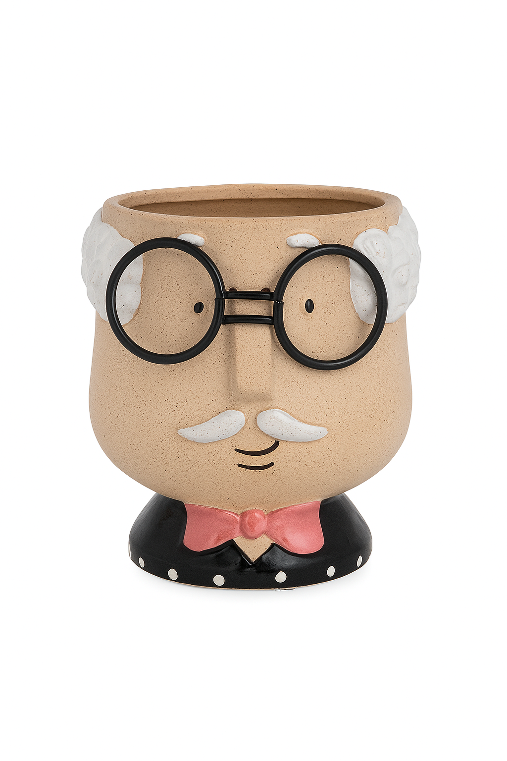 Vaso decorativo in ceramica a forma di nonnino con occhiali – Originale e divertente