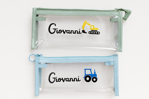 Astucci personalizzati trasparenti per bambini – Nome e disegno a scelta