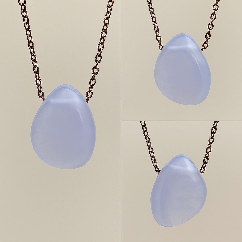 Collana in Agata Blu Lace Fatta a Mano- pietra della calma