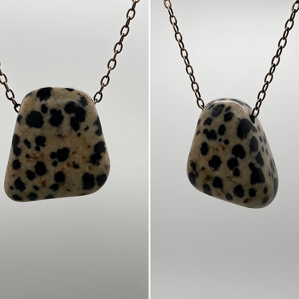Collana in Diaspro dalmata Fatta a Mano - energia positiva