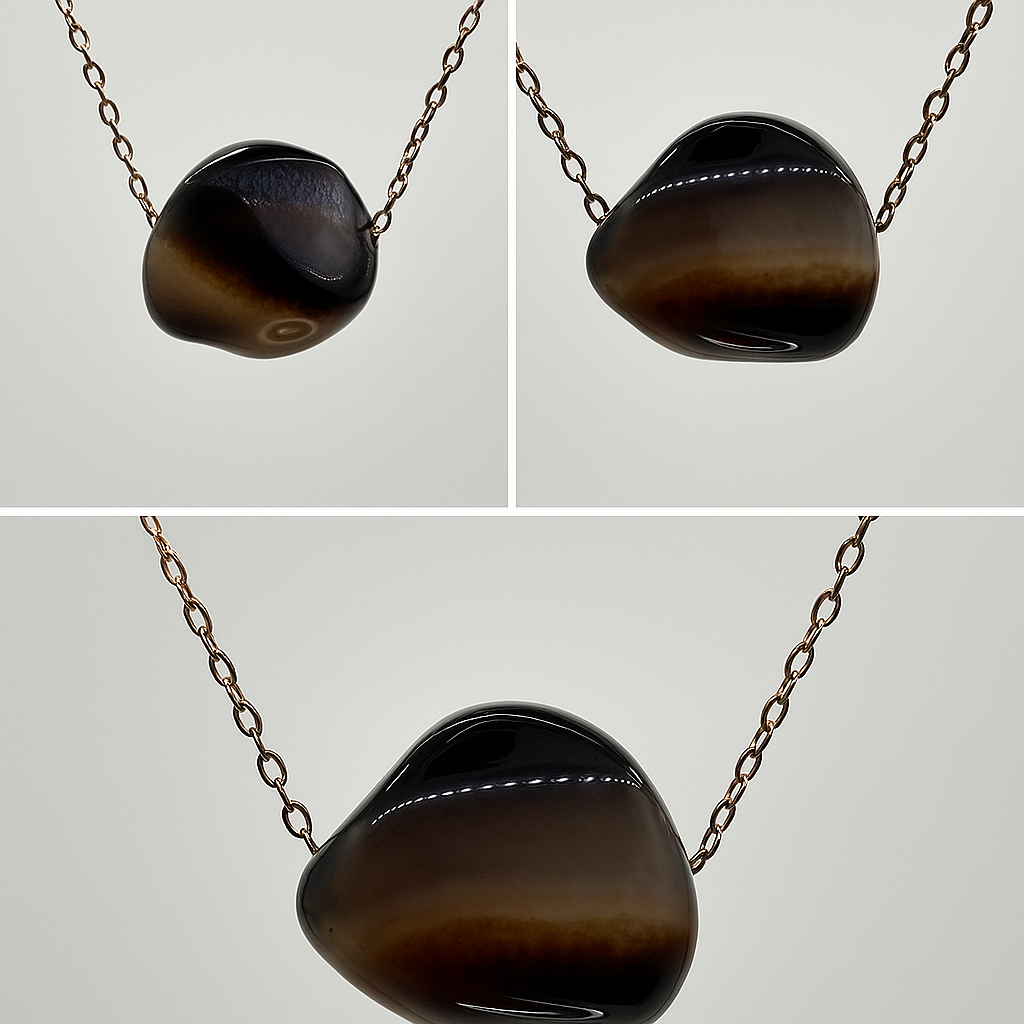 Collana in Agata Bruna Fatta a Mano - stabilità emotiva, sicurezza e forza interiore